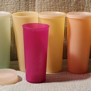 9 Tupperware Tumblers w Lids 1955 Millionaire Line #107 Vintage